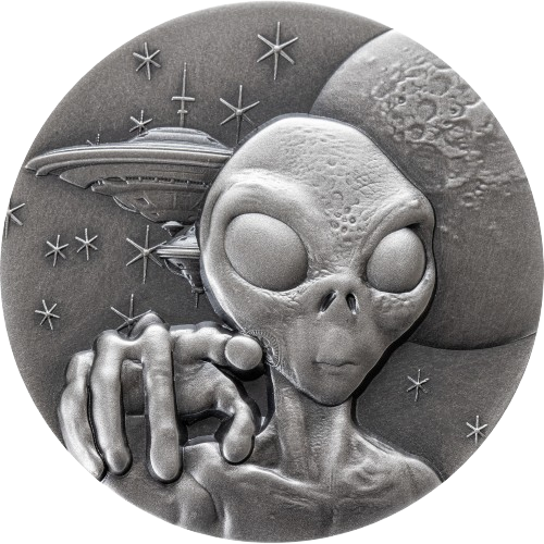 Alien Face UHR 2oz Antiqued – Alien & UFO series 2 oz