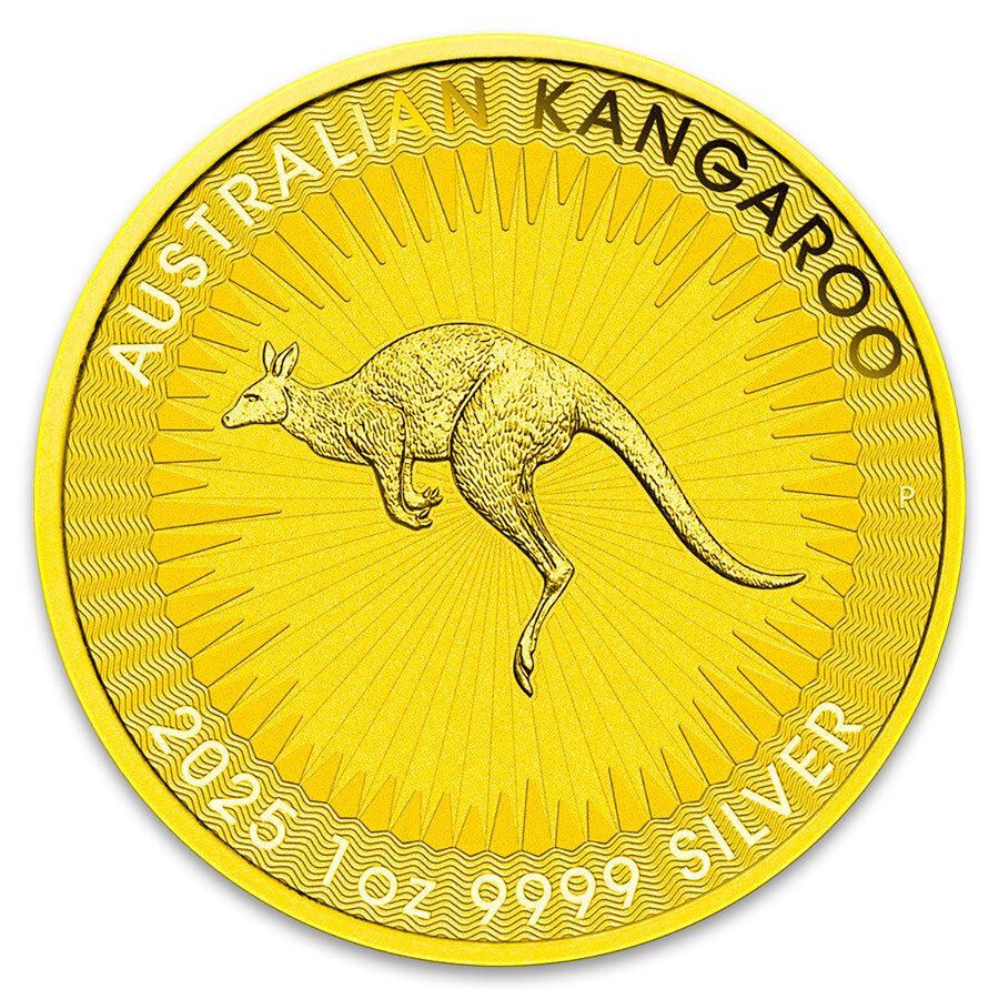 UK - Silver Kangaroo Full 24k Gold Gilded Coin - 1 oz