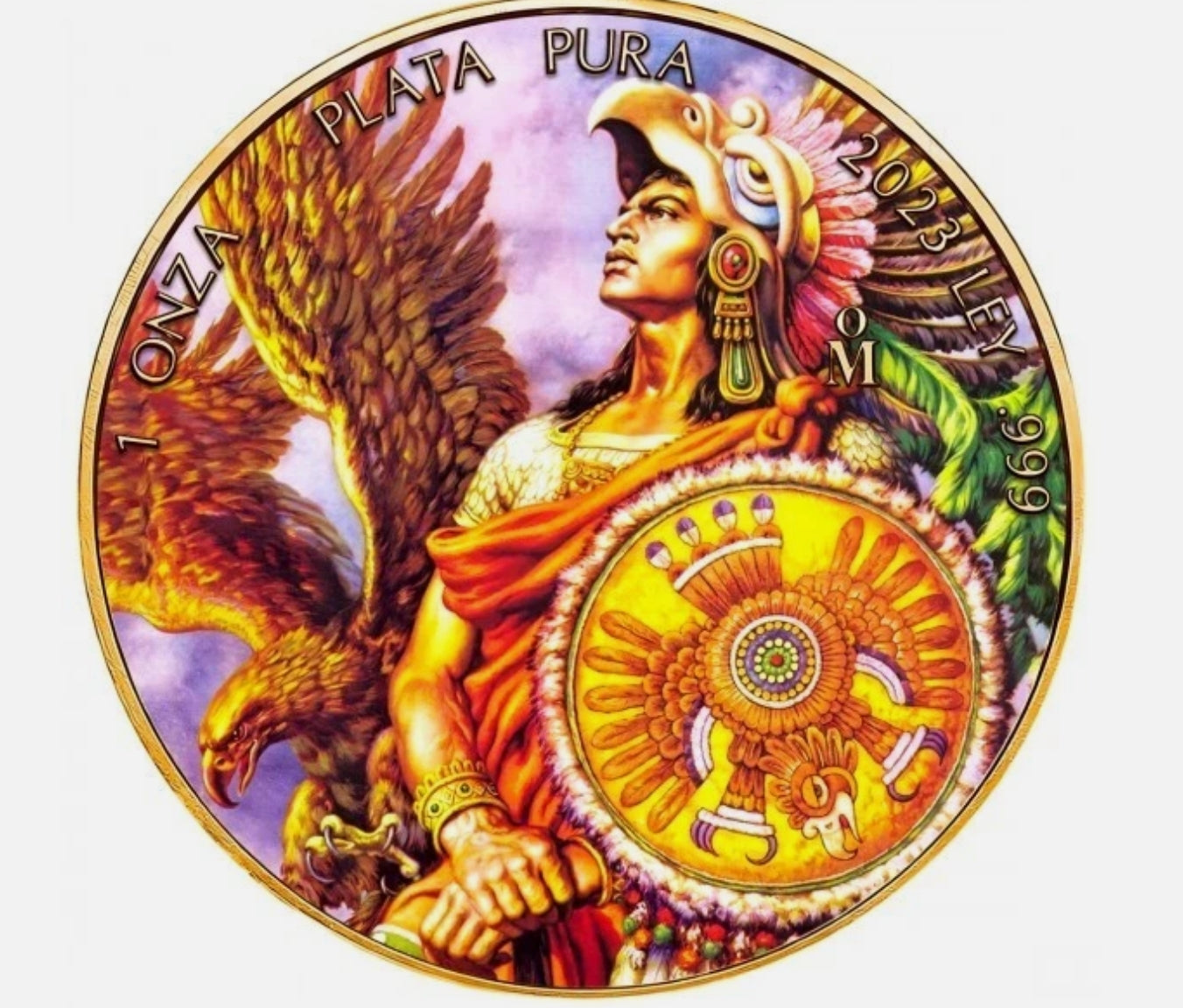 Mexico – Libertad CUAUHTÉMOC The Last Aztec Emperor 24k Gold Gilded Colorized Silver Coin - 1 oz
