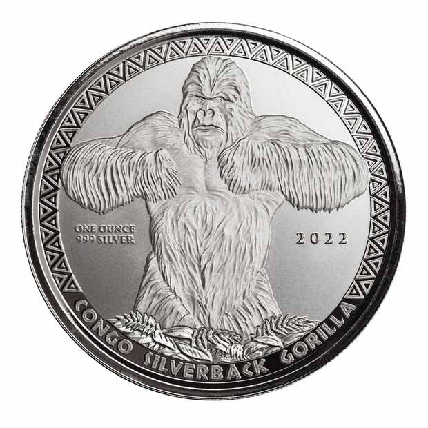 2022 - 1 oz - Congo Silverback Gorilla Silver Coin