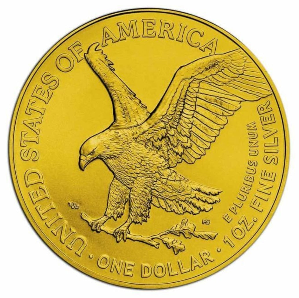 America - Silver Eagle Halloween Pumpkin Head 24k Gold Gilded Colorized Coin - 1 oz