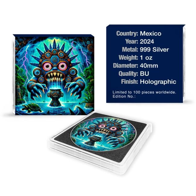 Mexico - Libertad Tlaloc Colorized Silver Coin - 1 oz