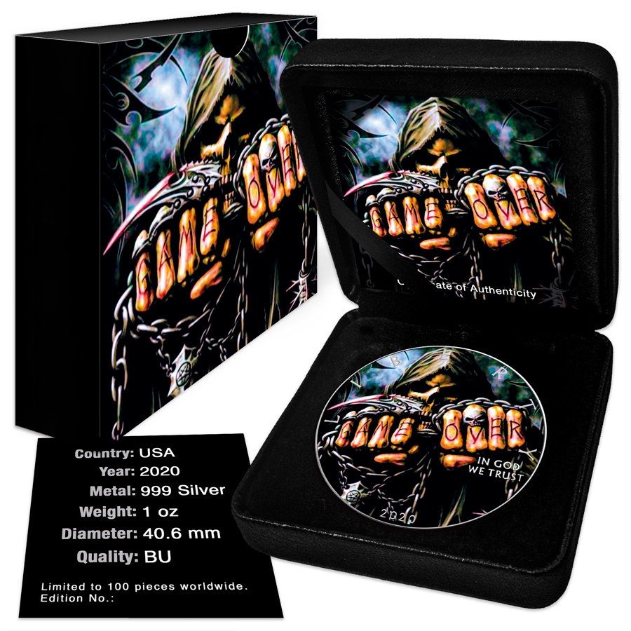 America - Silver Eagle Game Over Colorized Coin - 1 oz