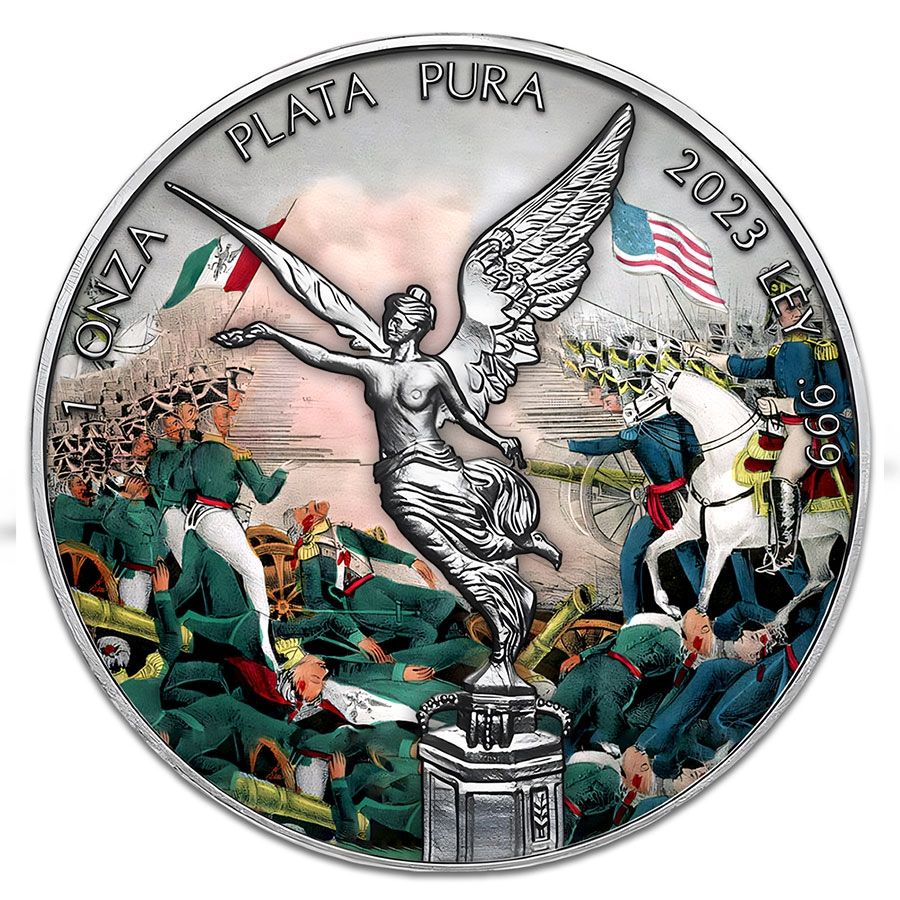 Mexico - Libertad Mexican-American War II Colorized Silver Coin - 1 oz
