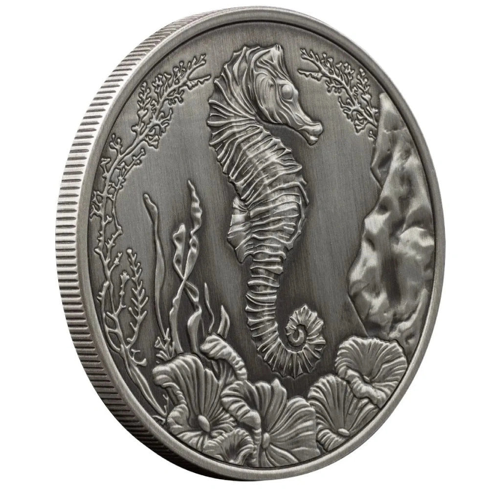 Samoa - Seahorse Antiqued Silver Coin - 1 oz