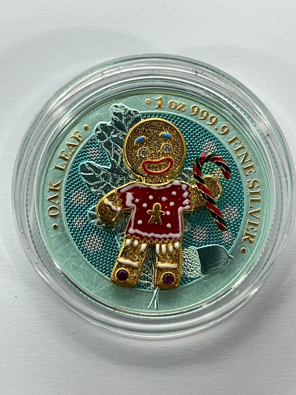 Gingerbread Turqoise background Red Sweater - 1 oz