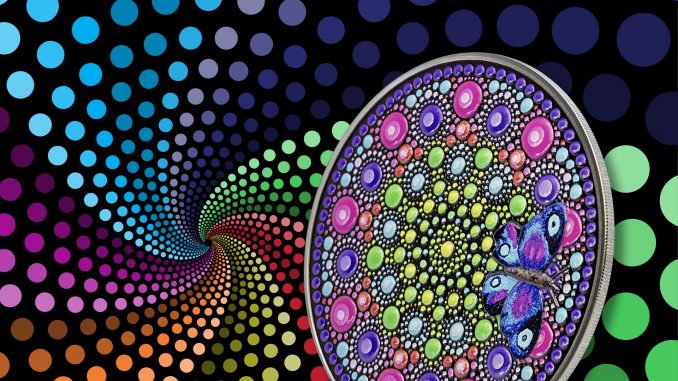 Flower with Butterfly – Dot Art 3 oz