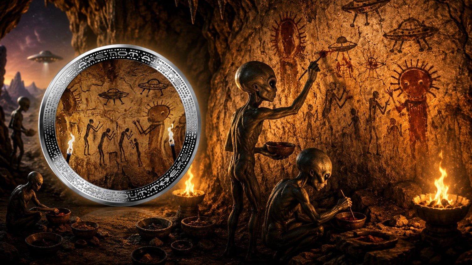 Cameroon - We are not alone – Prehistoric Alien Painting