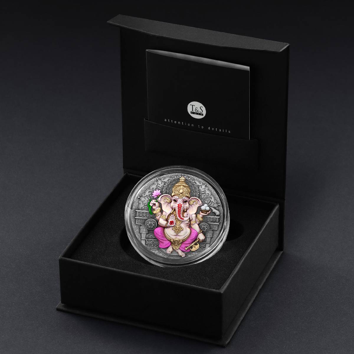 Niue - Ganesha High Relief Color Antique Finish Silver Coin - 2 oz