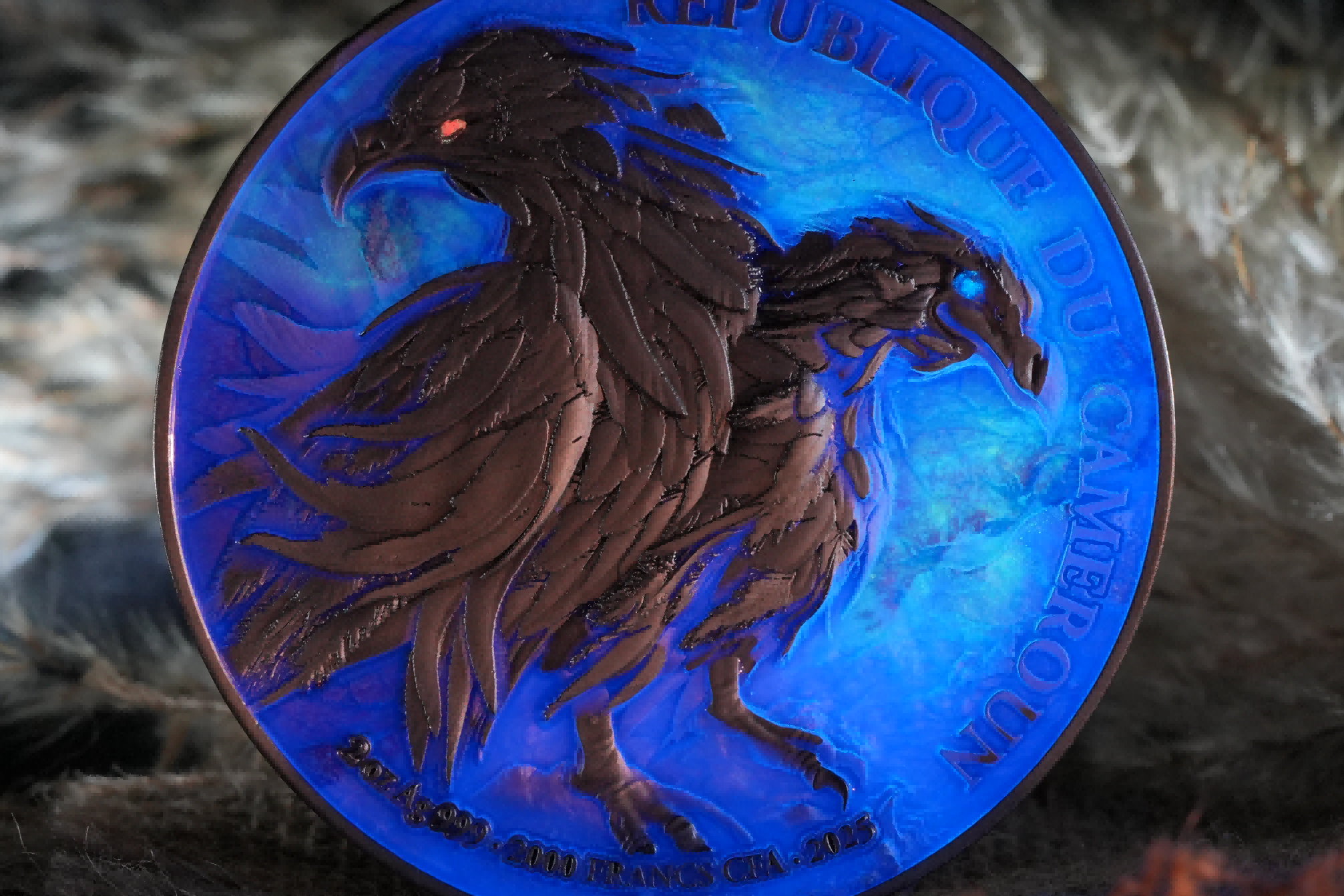 Cameroon - Double Headed Eagle Bi-Metal - 2 oz silver & 11,5 oz Copper