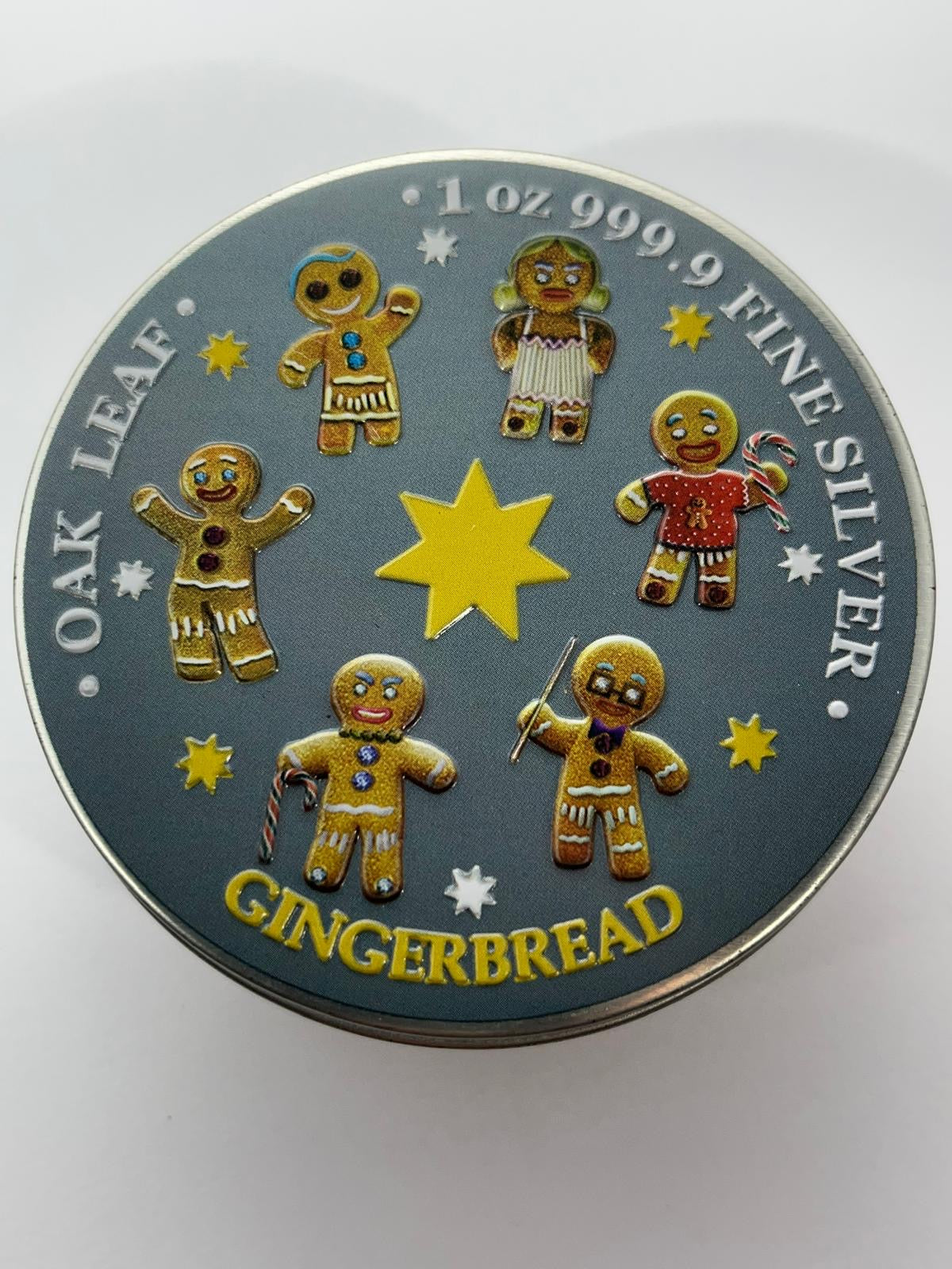 Gingerbread Blue/Pink background Blue Buttons - 1 oz