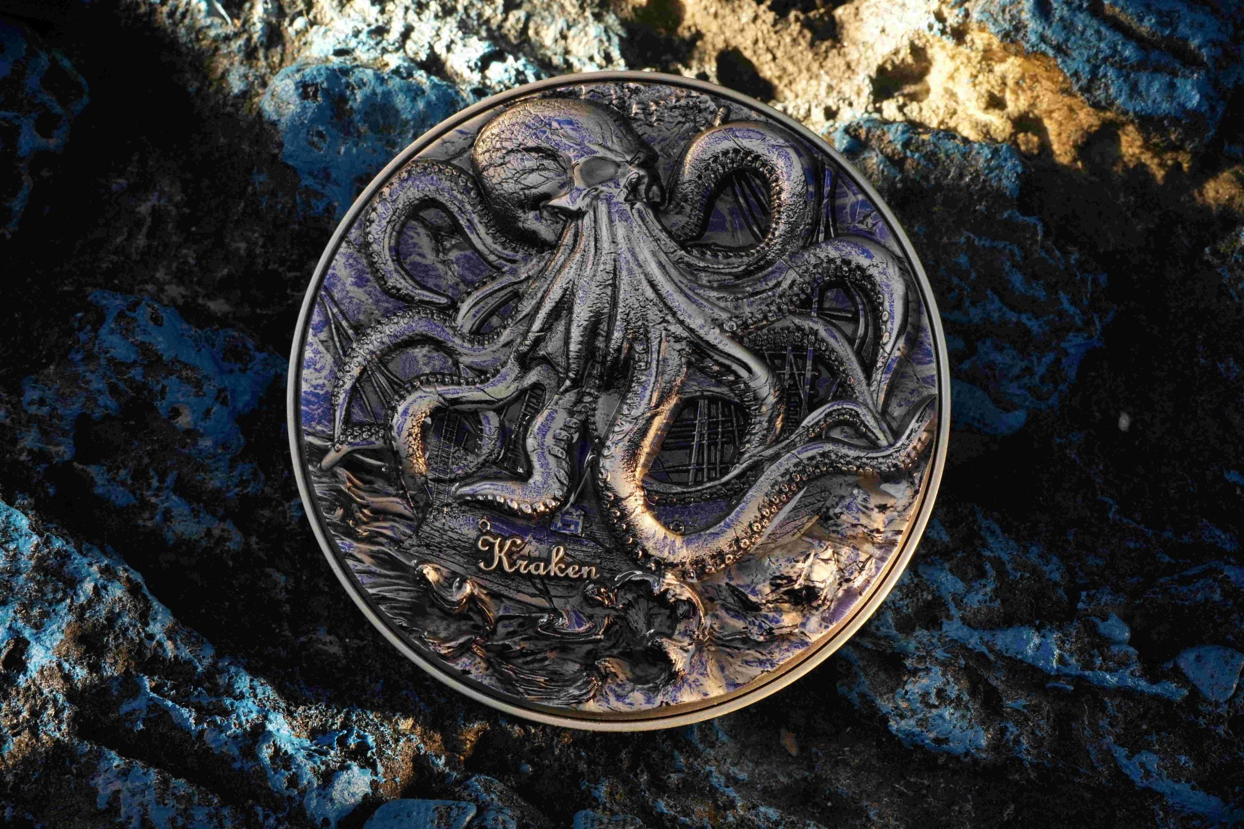 Cameroon - Kraken Bi-Metal - 2 oz silver & 11,5 oz Copper