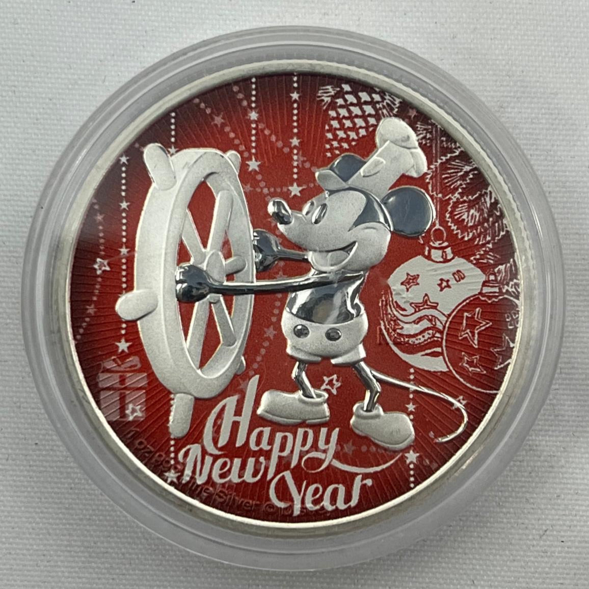 Mickey Mouse Steamboat Willie New Year Silver/Red 1 oz