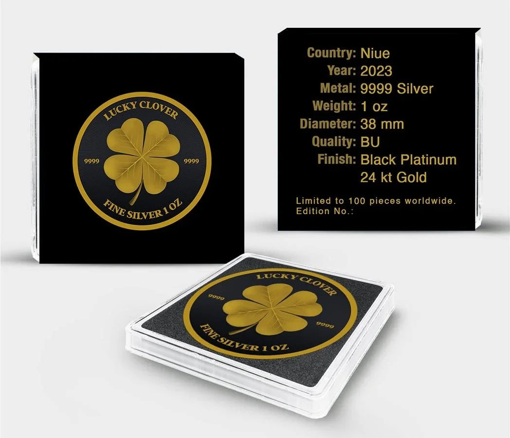 Niue - Lucky Clover Black Platinum Gold Gilded
