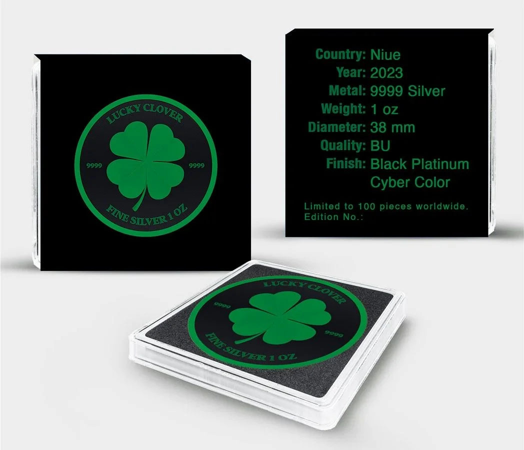 Niue - Lucky Clover Black Platinum Cyber Green