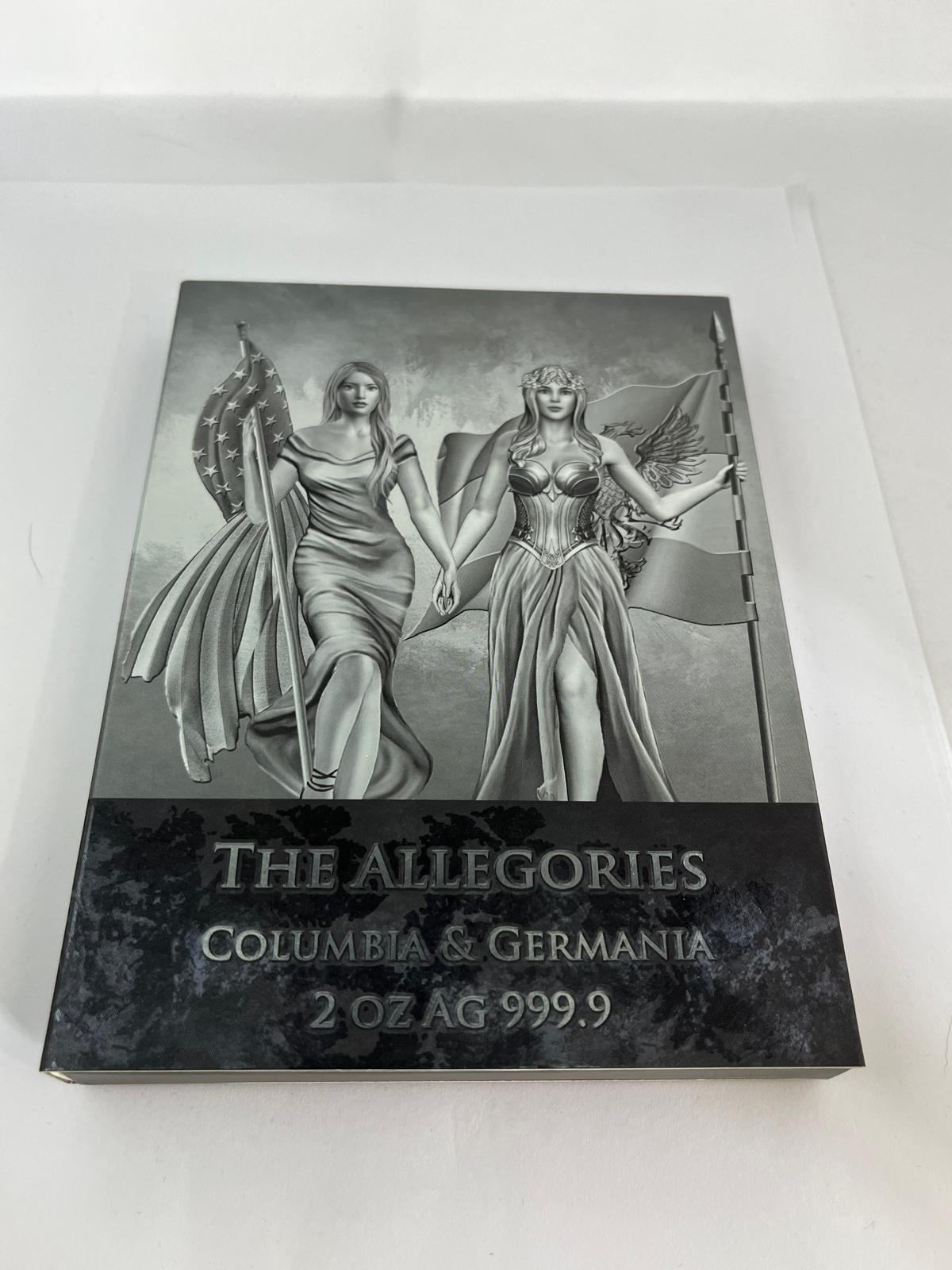The Allegories Colombia &amp; Germania Green Gold Gilded 2 oz