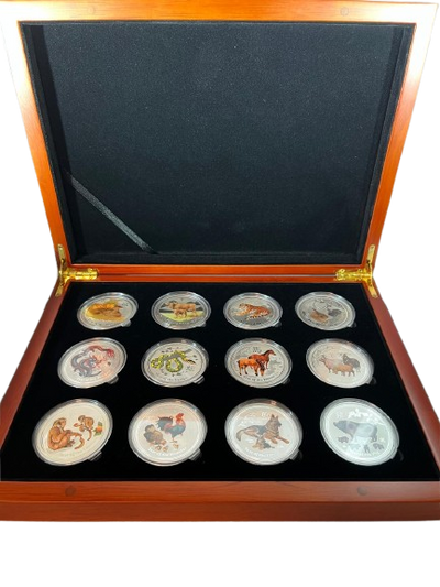 12 x 1 oz - Lunar Serie II Farbig Komplett 2008-2019