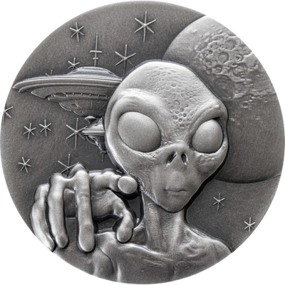 Alien Face UHR 2oz Antiqued – Alien & UFO series 2 oz