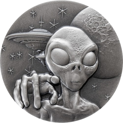 Alien Face UHR 2oz Antiqued – Alien & UFO series 2 oz
