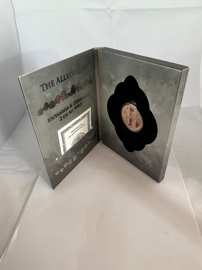 The Allegories Britannia &amp; Germania Red Gold Gilded 2 oz