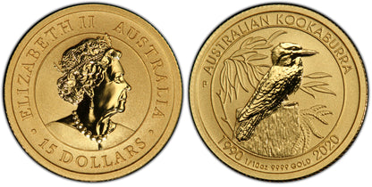 Australia - Kookaburra 30th Anniversary Gold - PCGS MS 70  - 1/10 oz