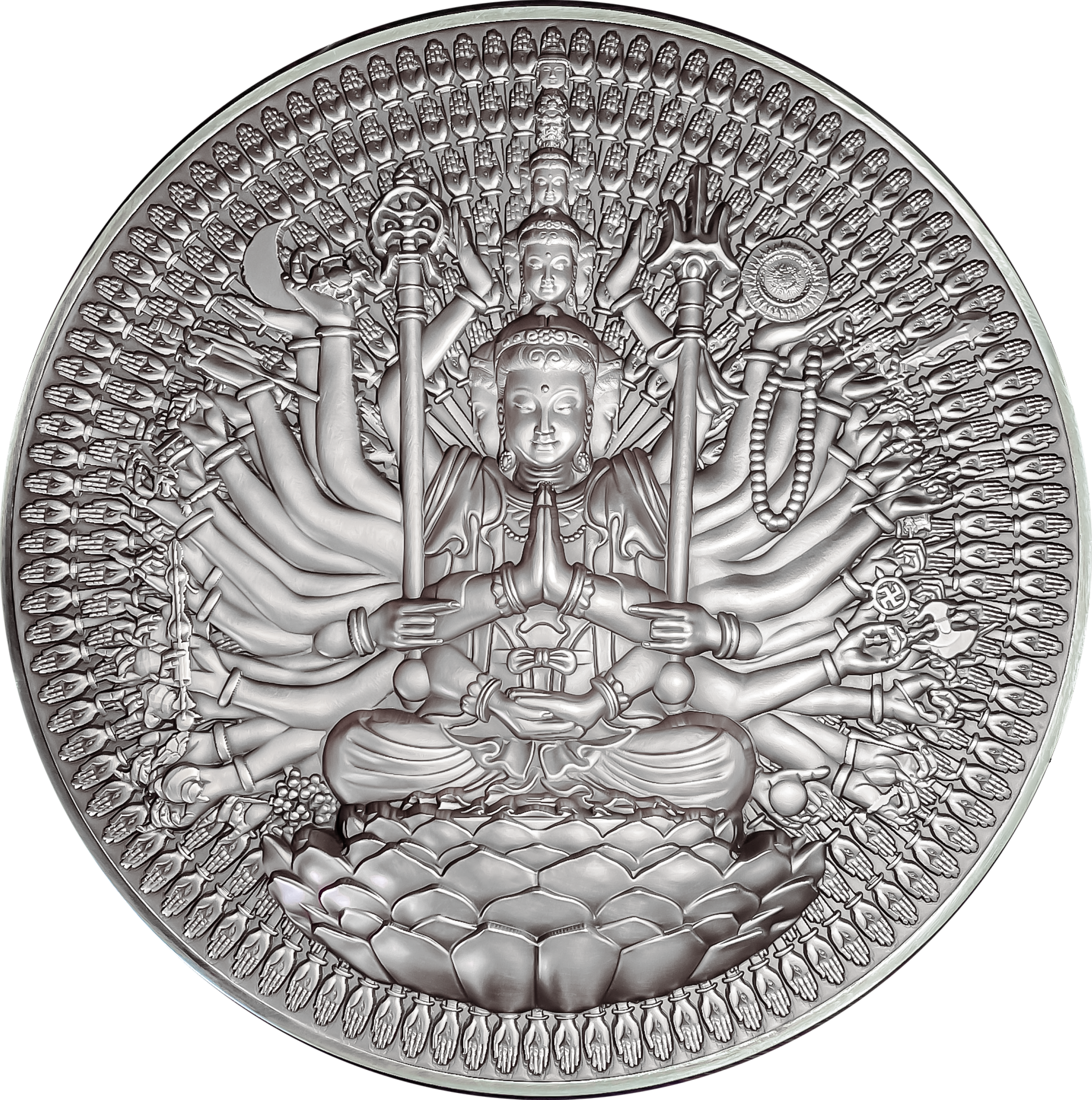 Chad -  Thousand-armed Thousand-eyed Guan Yin Bodhisattva Tri-metal - 2 oz , 480 gr copper & 835 gr zinc