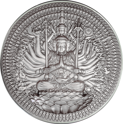 Chad -  Thousand-armed Thousand-eyed Guan Yin Bodhisattva Tri-metal - 2 oz silver