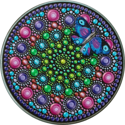 Flower with Butterfly - Dot Art 3 oz