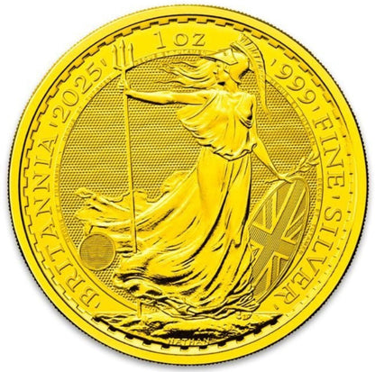 UK - Silver Britannia Full 24k Gold Gilded Coin - 1 oz