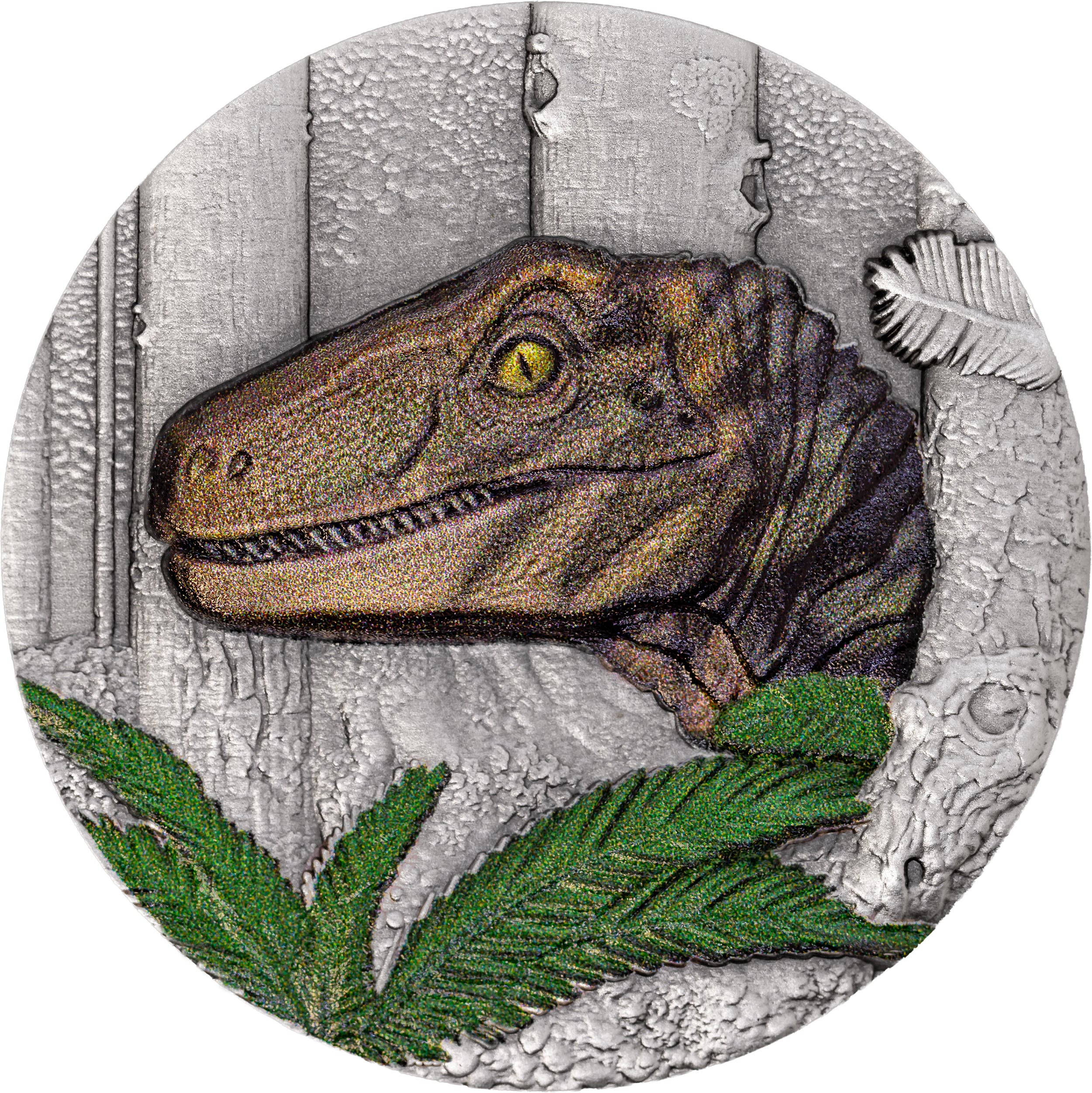 Liberia - Velociraptor UHR Antiqued - Jurassic Life series - 1 oz