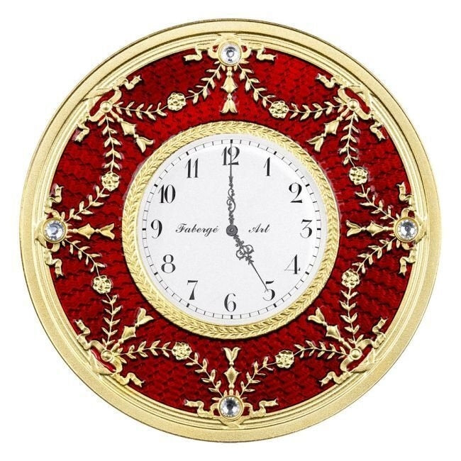 Niue - Fabergé Red Table Clock 24k Gold Gilded Proof Silver Coin - 1 oz