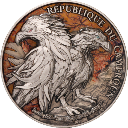 Cameroon - Double Headed Eagle Bi-Metal - 2 oz silver & 11,5 oz Copper