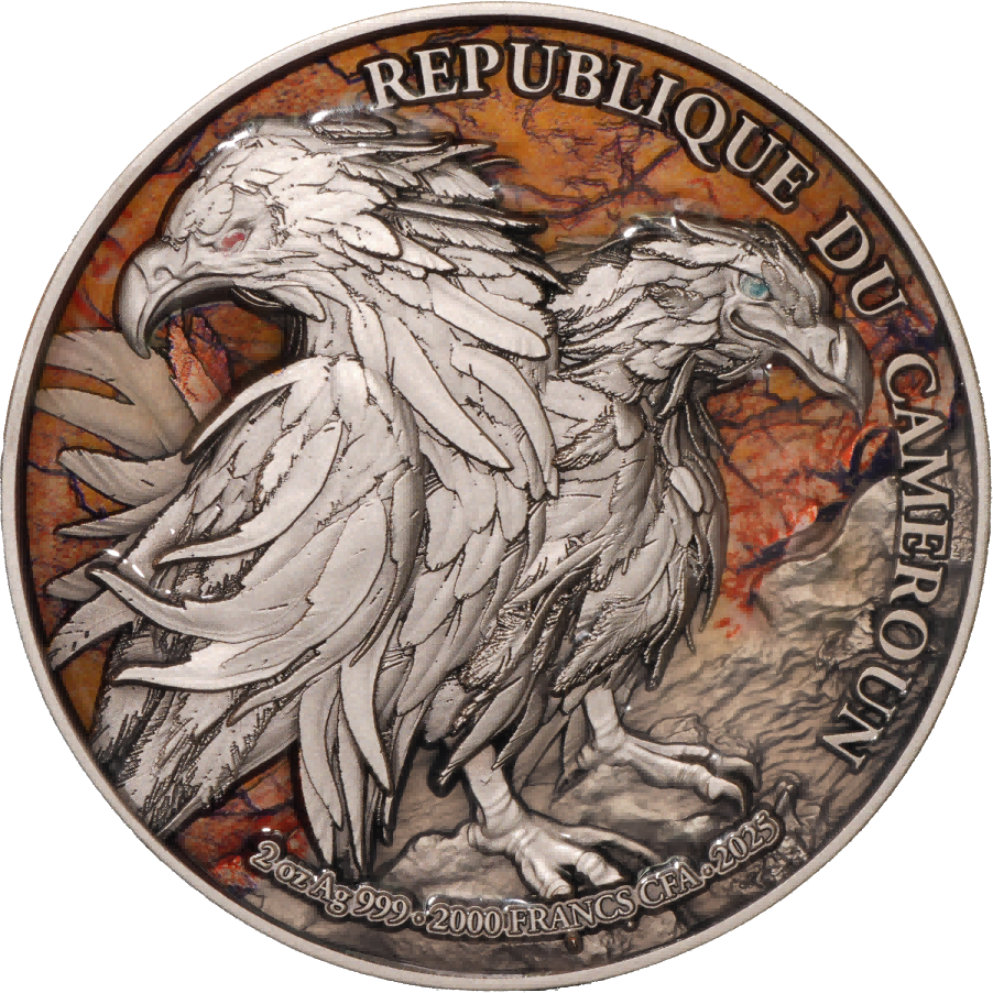 Cameroon - Double Headed Eagle Bi-Metal - 2 oz silver & 11,5 oz Copper