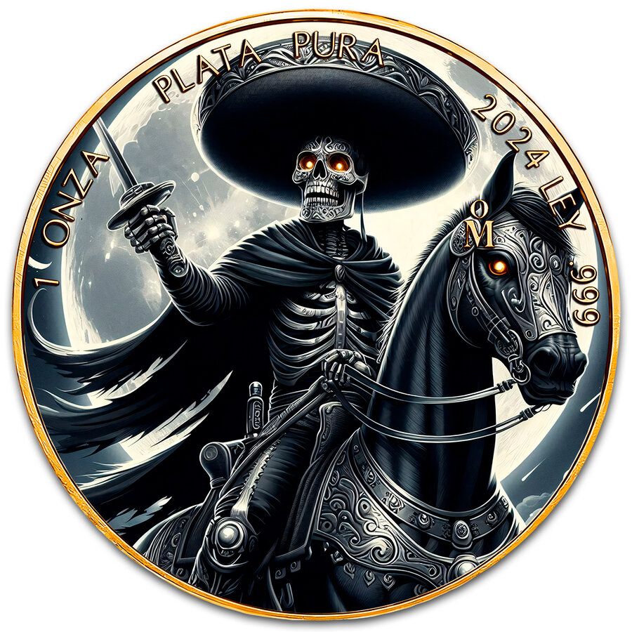 Mexico - Libertad El Charro Negro 24k Gold Gilded Colorized Silver Coin - 1 oz