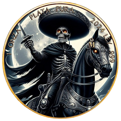 Mexico - Libertad El Charro Negro 24k Gold Gilded Colorized Silver Coin - 1 oz