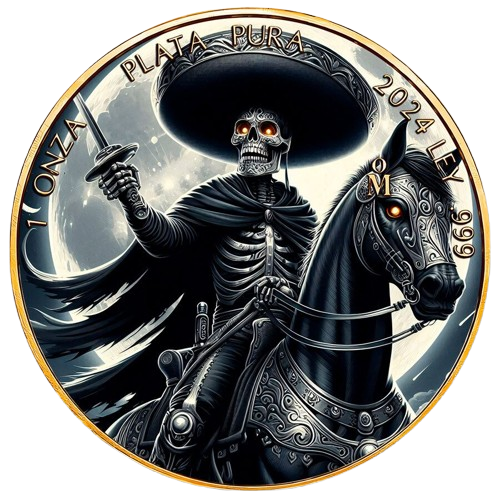 Mexico - Libertad El Charro Negro 24k Gold Gilded Colorized Silver Coin - 1 oz