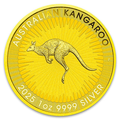 Australien – Silber Känguru Münze komplett 24 Karat vergoldet - 1 Unze