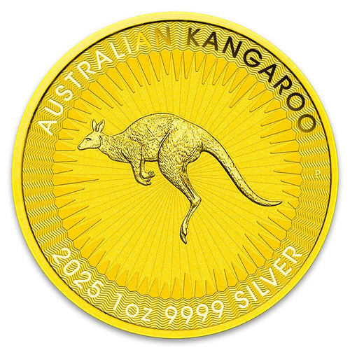 UK - Silver Kangaroo Full 24k Gold Gilded Coin - 1 oz
