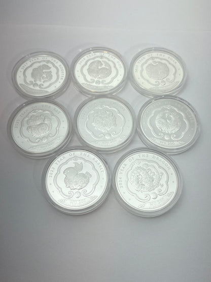 Kingdom of Bhutan –  Chinese Lunar Series 2017–2024 – 8 x 1 oz Silvermynt