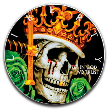 America - Silver Eagle King Skull Colorized Coin - 1 oz