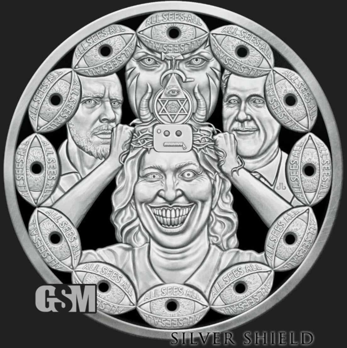 US - Silver Shield All Sees All Proof - Silver Shield "In-Hand " All Seeing Eye  - 1 oz