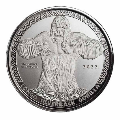 2022 - 1 oz - Congo Silverback Gorilla Silver Coin