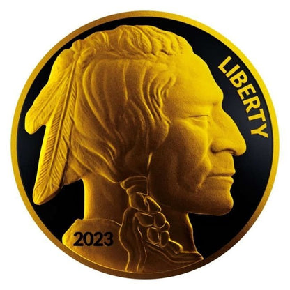 America - Silver Buffalo Round Black Platinum 24k Gold Gilded Coin - 1 oz