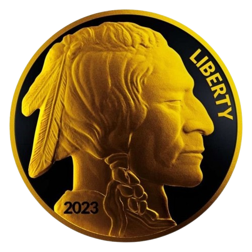 America - Silver Buffalo Round Black Platinum 24k Gold Gilded Coin - 1 oz