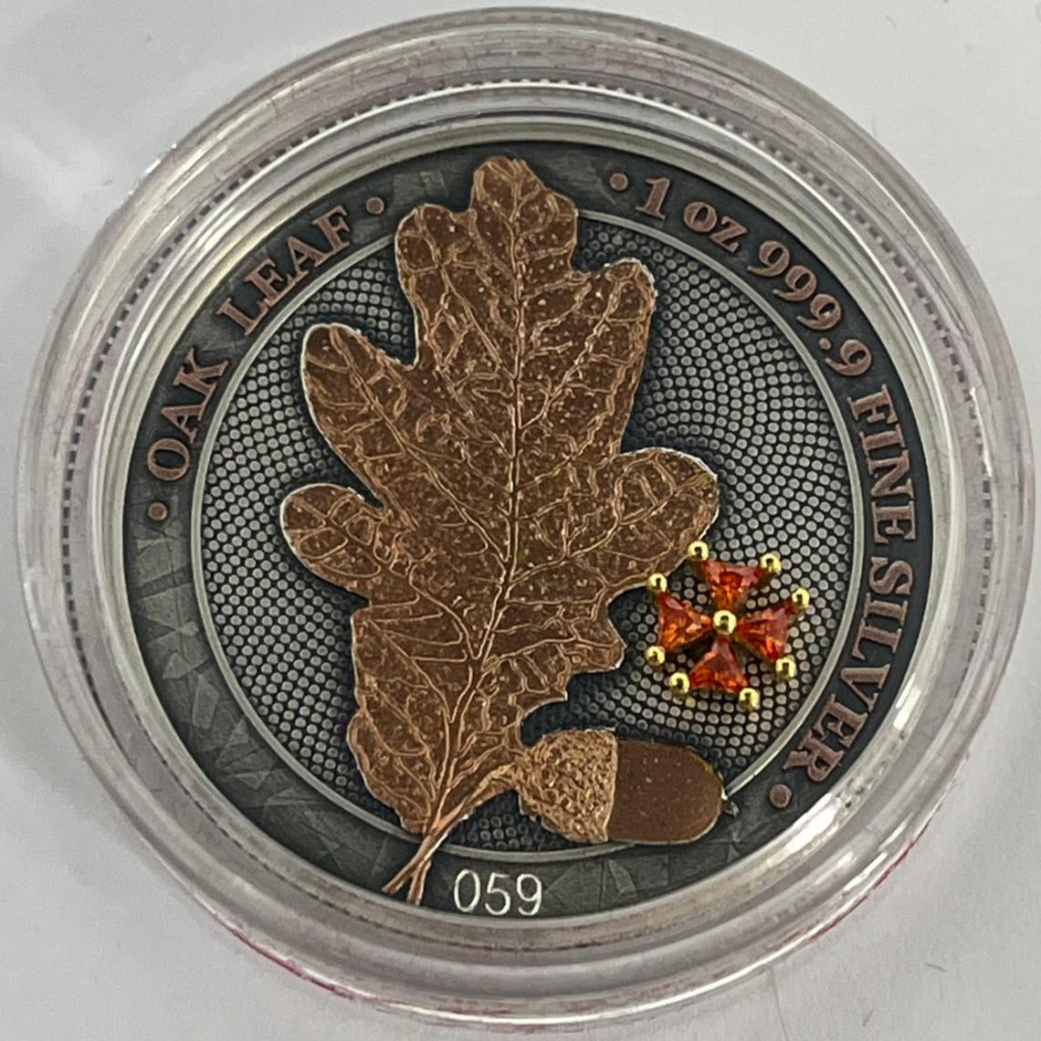 Oak Leaf Cross Red Crystal Cross 1 oz