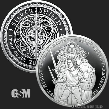 US - Silver Shield MicroMintage World war meme  #155 Resist  - 1 oz