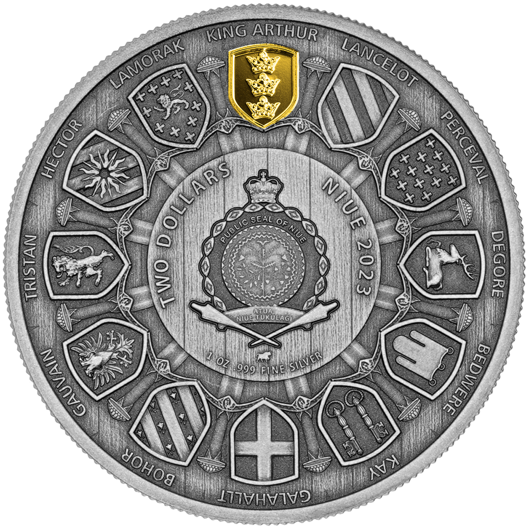 Niue - Camelot - Arthur Pendragon - Antique Finish - 1 oz
