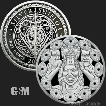 US - Silver Shield All Sees All Proof - Silver Shield "In-Hand " All Seeing Eye  - 1 oz