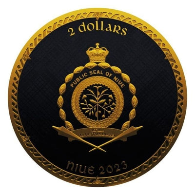 Niue – Silbernes Schottisches Einhorn Schwarz Platin 24k Gold Plattierte Münze – 1 Unze