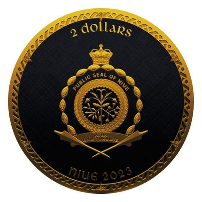 Niue - Silver Scottish Unicorn Black Platinum 24k Gold Gilded Coin - 1 oz